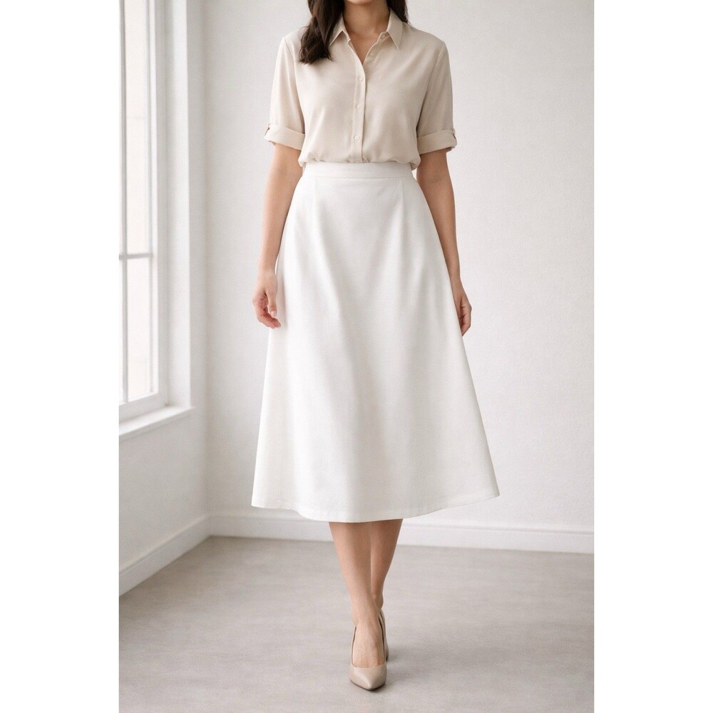 Jessica London White A-Line Midi Skirt Womens Plus Size Career Office Classic